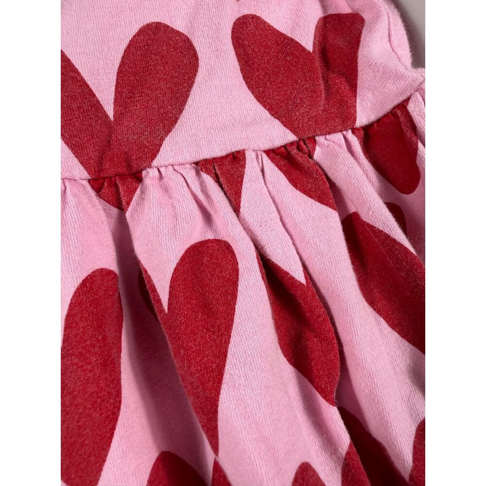 Hanna Andersson Hearts on Hearts Long Sleeve Pocket Dress Pink Red Size 3 - Picture 6 of 8
